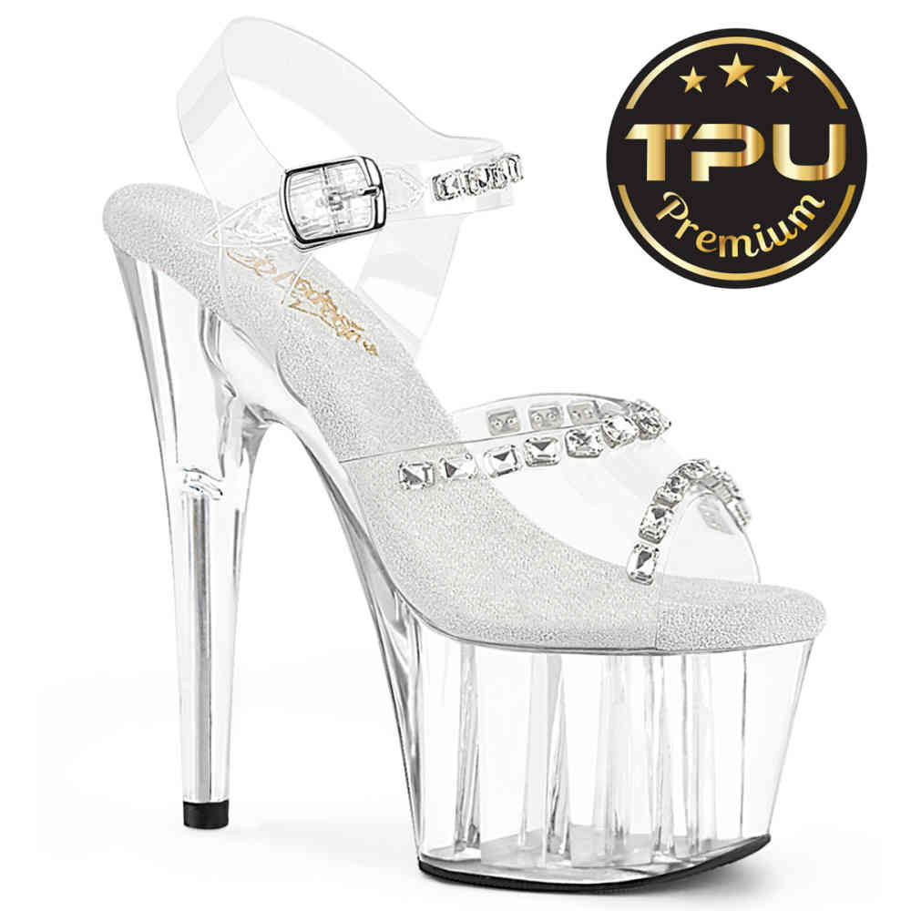 Pleaser - ADORE-708PREM-STN Sandaal met enkelband - Transparant